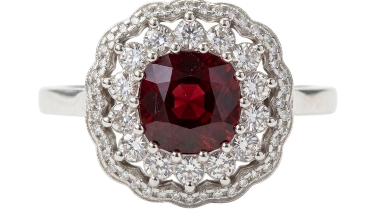 LG - 14K 2.29CT D-RING LDS CUSC/RDS CERTIFIED CUSHION RUBY 1.72
